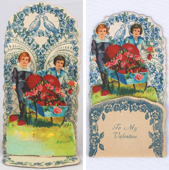 Ein Karren voller Herzen, ein Karren voller W&uuml;nsche: Liebe Gr&uuml;&szlig;e zum Valentinstag.