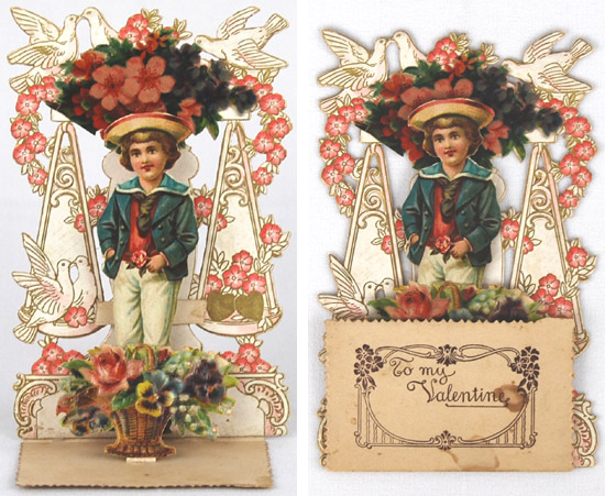 Valentinskarten: Grüße als Allegorie mit einer Waage: Liebe und Herz im Gleichgewicht.
